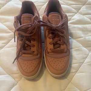 Adidas pink and purple high top shoes, never worn 8.5